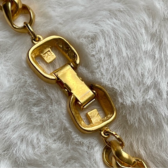 Matte Gold Tone Braided Signed R Statement Necklace 18" Unisex - Picture 5 of 8